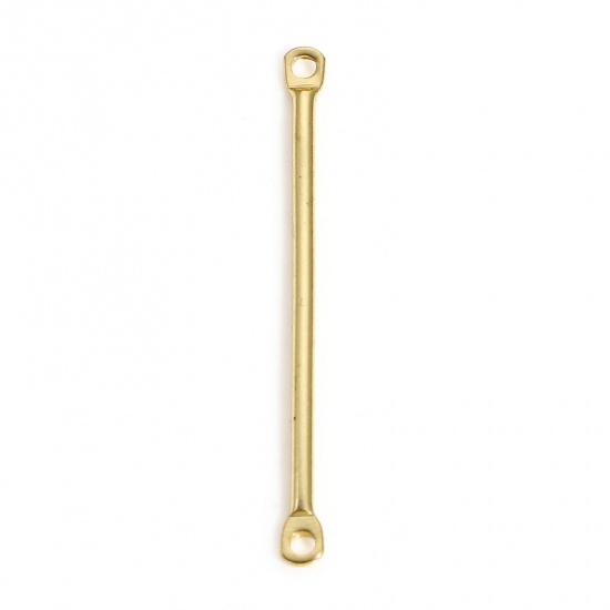 Picture of 10 PCs 304 Stainless Steel Connectors Charms Pendants Gold Plated Sticks 25mm x 2mm