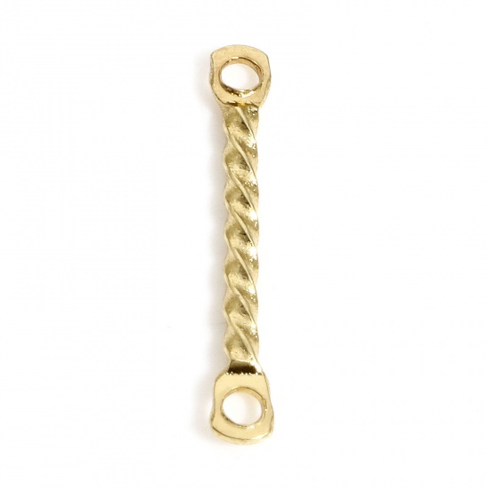 Picture of 10 PCs 304 Stainless Steel Connectors Charms Pendants Gold Plated Sticks 15mm x 2mm