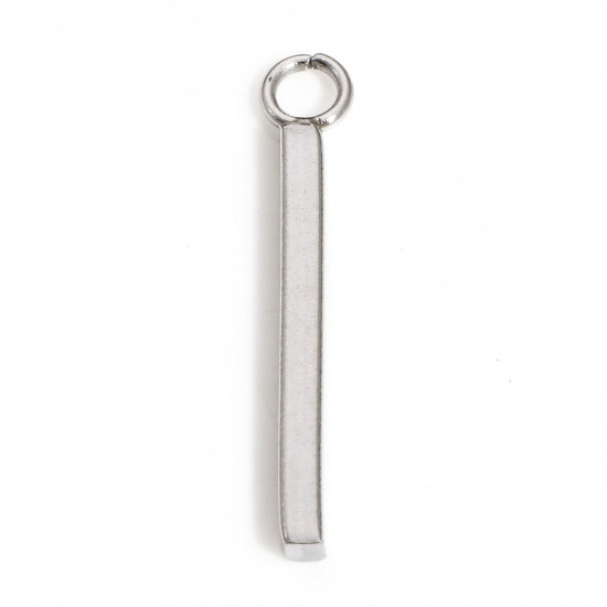 Picture of 10 PCs 304 Stainless Steel Connectors Charms Pendants Silver Tone Sticks 18mm x 3mm