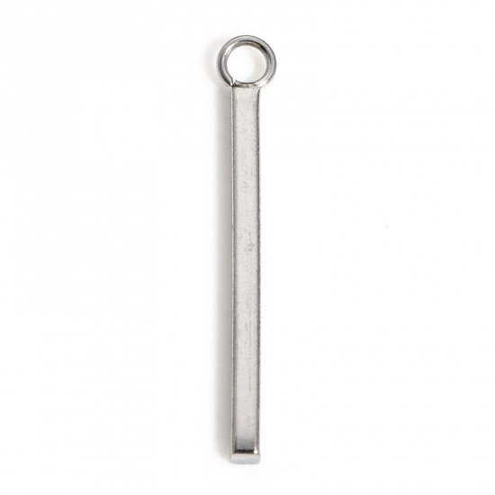 Picture of 10 PCs 304 Stainless Steel Connectors Charms Pendants Silver Tone Sticks 23mm x 3mm