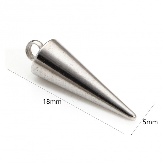 Imagen de 10 Unidades 304 Acero Inoxidable Colgantes Charms Cono Tono de Plata 18mm x 5mm