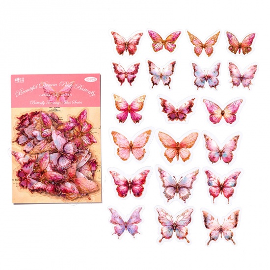 Bild von 1 Set ( 40 Stück/Set) PET Insekt DIY Scrapbook Sticker Aufkleber Rosa Schmetterling 16cm x 10cm