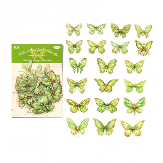 Bild von 1 Set ( 40 Stück/Set) PET Insekt DIY Scrapbook Sticker Aufkleber Hellgrün Schmetterling 16cm x 10cm