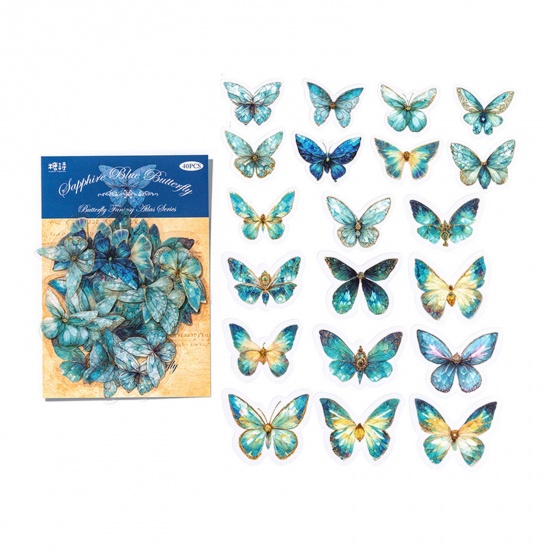 Bild von 1 Set ( 40 Stück/Set) PET Insekt DIY Scrapbook Sticker Aufkleber Blau Schmetterling 16cm x 10cm
