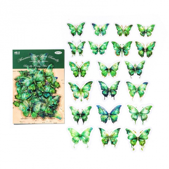 Immagine di 1 Serie ( 40 Pz/Serie) PET Insetto DIY Decorazione Di Scrapbook Adesivi Verde Farfalla 16cm x 10cm