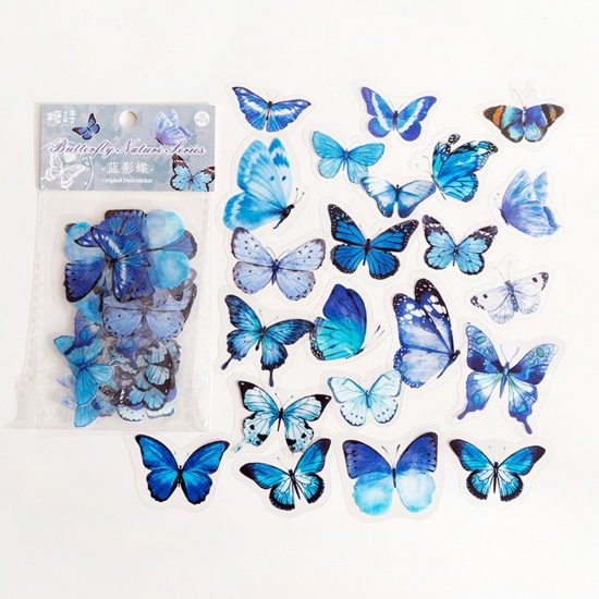 Immagine di 1 Serie ( 40 Pz/Serie) PET Insetto DIY Decorazione Di Scrapbook Adesivi Blu Farfalla
