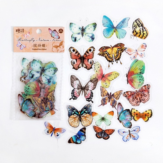 Immagine di 1 Serie ( 40 Pz/Serie) PET Insetto DIY Decorazione Di Scrapbook Adesivi Multicolore Farfalla