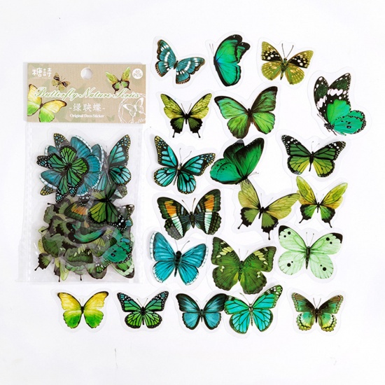 Immagine di 1 Serie ( 40 Pz/Serie) PET Insetto DIY Decorazione Di Scrapbook Adesivi Verde Farfalla
