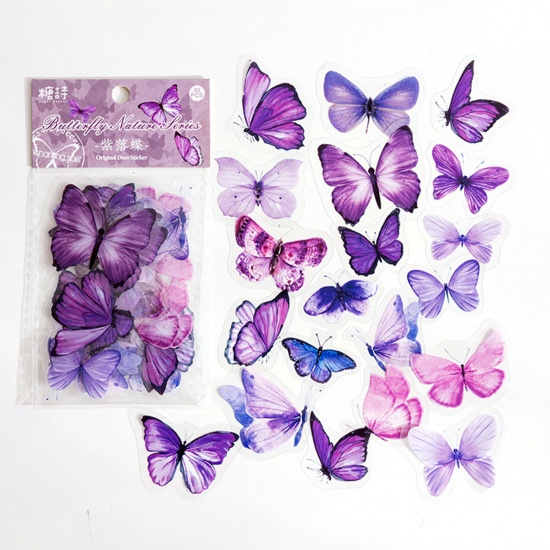 Immagine di 1 Serie ( 40 Pz/Serie) PET Insetto DIY Decorazione Di Scrapbook Adesivi Colore Viola Farfalla