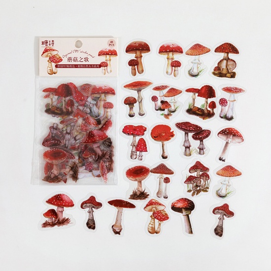 Picture of 1 Set ( 40 PCs/Set) PET DIY Scrapbook Deco Stickers Red Mushroom