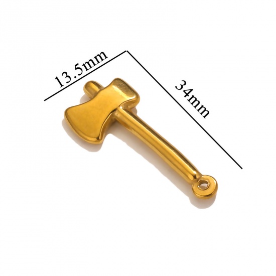 Bild von 1 Stück 304 Edelstahl Anhänger Axt 18K Gold plattiert 34mm x 13.5mm