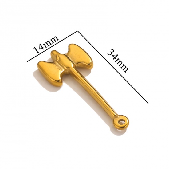 Bild von 1 Stück 304 Edelstahl Anhänger Axt 18K Gold plattiert 34mm x 14mm