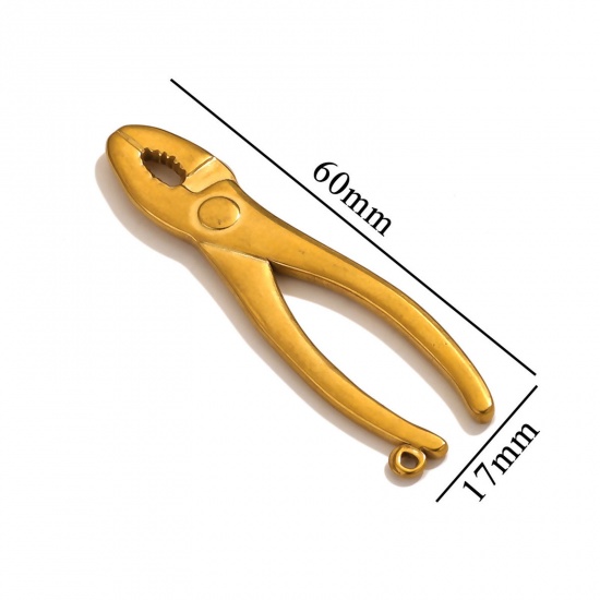 Bild von 1 Stück 304 Edelstahl Anhänger Zange 18K Gold plattiert 60mm x 17mm