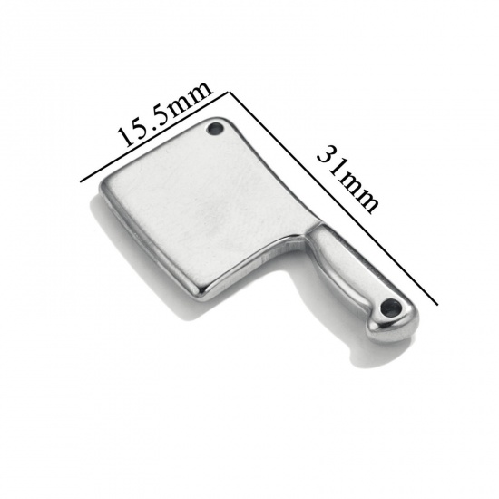 Bild von 1 Stück 304 Edelstahl Anhänger Küchenmesser Silberfarbe 31mm x 5.5mm