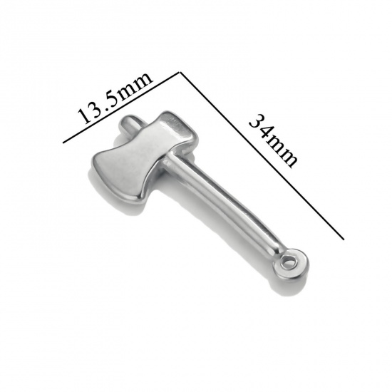 Bild von 1 Stück 304 Edelstahl Anhänger Axt Silberfarbe 34mm x 13.5mm