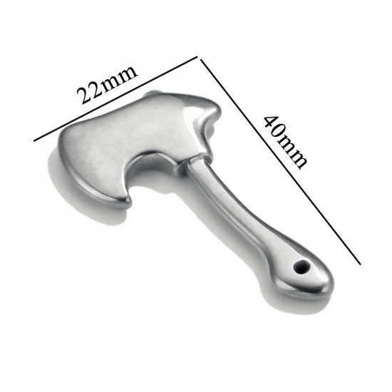 Bild von 1 Stück 304 Edelstahl Anhänger Axt Silberfarbe 40mm x 22mm