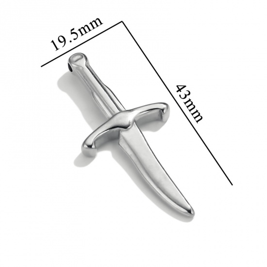 Bild von 1 Stück 304 Edelstahl Anhänger Messer Silberfarbe 43mm x 19.5mm