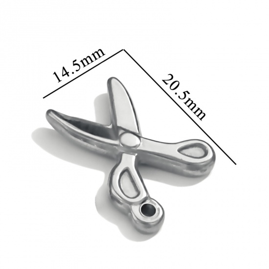 Bild von 1 Stück 304 Edelstahl Anhänger Schere Silberfarbe 20.5mm x 14.5mm