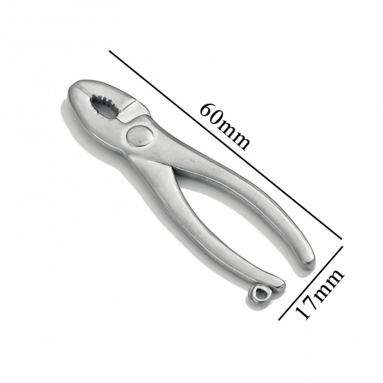 Bild von 1 Stück 304 Edelstahl Anhänger Zange Silberfarbe 60mm x 17mm