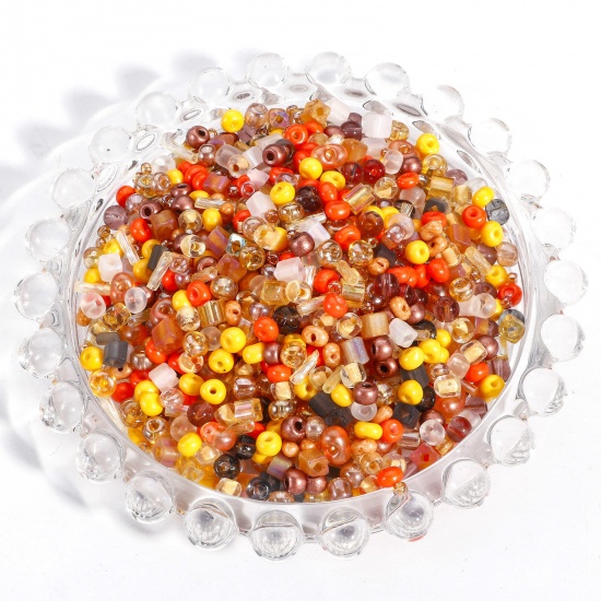 Picture of 20 Grams Glass Seed Beads At Random Mixed Orange