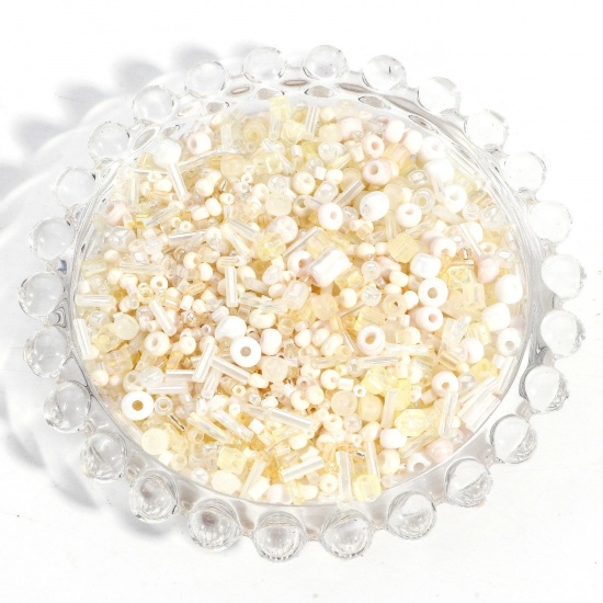 Picture of 20 Grams Glass Seed Beads At Random Mixed Creamy-White