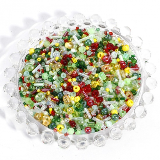 Picture of 20 Grams Christmas Glass Seed Beads At Random Mixed Multicolor