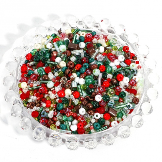 Picture of 20 Grams Christmas Glass Seed Beads At Random Mixed Multicolor