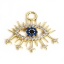 Picture of 1 Piece Brass Charms 18K Real Gold Plated Eye Star Micro Pave Multicolour Cubic Zirconia 21mm x 20mm