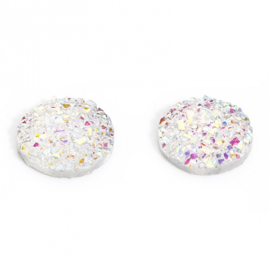 Picture of 50 PCs Resin Druzy/ Drusy Dome Seals Cabochon Round White 12mm Dia.