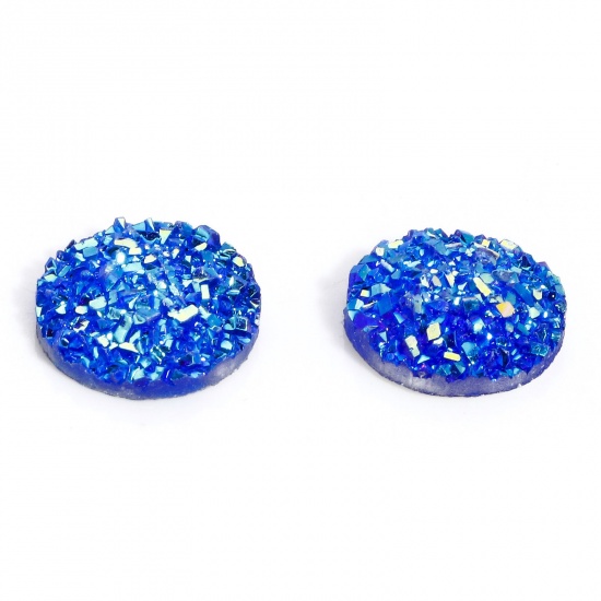 Picture of 50 PCs Resin Druzy/ Drusy Dome Seals Cabochon Round Royal Blue 12mm Dia.