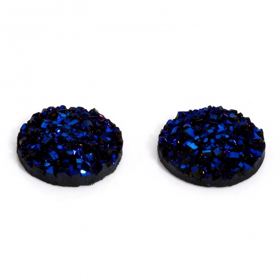 Picture of 50 PCs Resin Druzy/ Drusy Dome Seals Cabochon Round Navy Blue 12mm Dia.