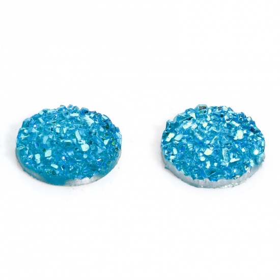 Picture of 50 PCs Resin Druzy/ Drusy Dome Seals Cabochon Round Lake Blue 12mm Dia.