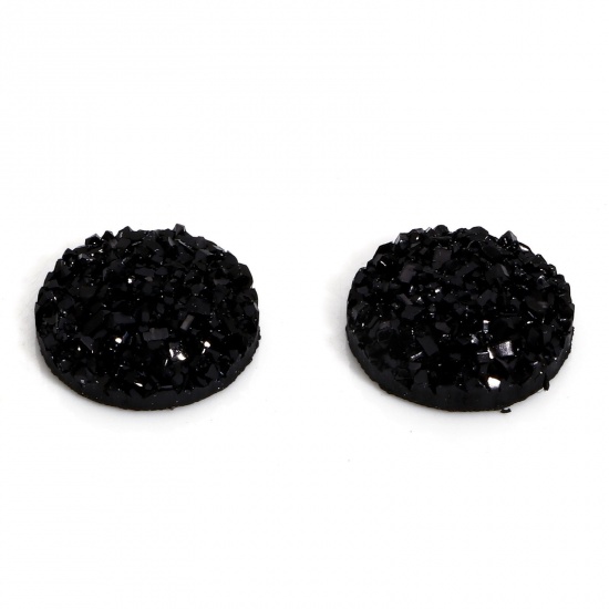 Picture of 50 PCs Resin Druzy/ Drusy Dome Seals Cabochon Round Black 12mm Dia.