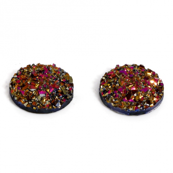 Picture of 50 PCs Resin Druzy/ Drusy Dome Seals Cabochon Round Rose Gold 12mm Dia.