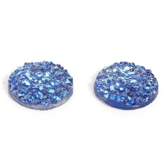 Picture of 50 PCs Resin Druzy/ Drusy Dome Seals Cabochon Round Light Blue 12mm Dia.