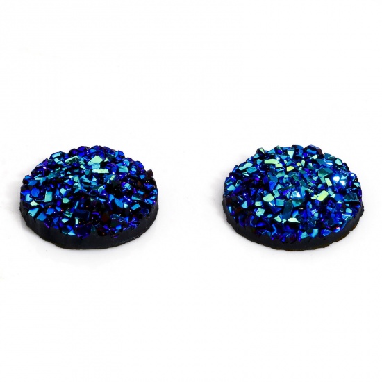 Picture of 50 PCs Resin Druzy/ Drusy Dome Seals Cabochon Round Dark Blue 12mm Dia.