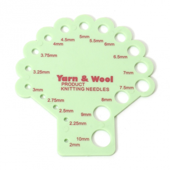 Image de 2 Pcs Outil de Mesure de Règle de Jauge d'Aiguille à Tricoter en Plastique Arbre Vert Clair 8.2cm x 7.6cm