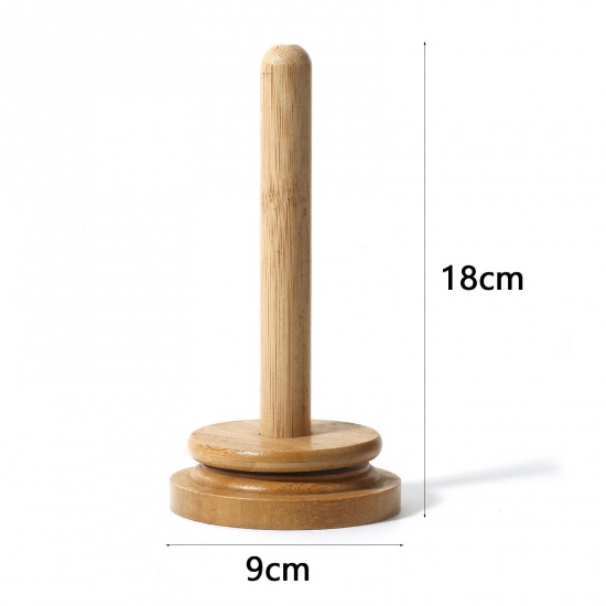 Picture of 1 Piece Wood Spinning Yarn Thread Holder Spool Rack Storage Knitting Tools Round Natural 18mm x 9cm