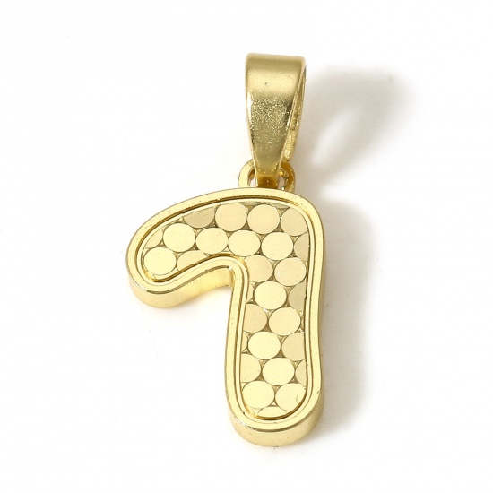 Immagine di 1 Pz Ottone Ciondoli Pendenti Numero 18K Vero Oro Placcato Squama Lettere " 7 " 19mm x 9mm