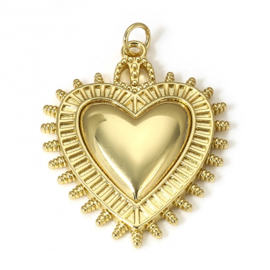 Immagine di 1 Pz Ottone Religione Ciondoli Cuore 18K Vero Oro Placcato Ex Voto Cuore 3.5cm x 2.5cm