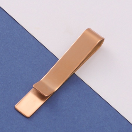 Picture of 1 Piece 304 Stainless Steel Blank Stamping Tags Men Necktie Tie Clips Rose Gold Mirror Polishing 4.9cm x 0.8cm