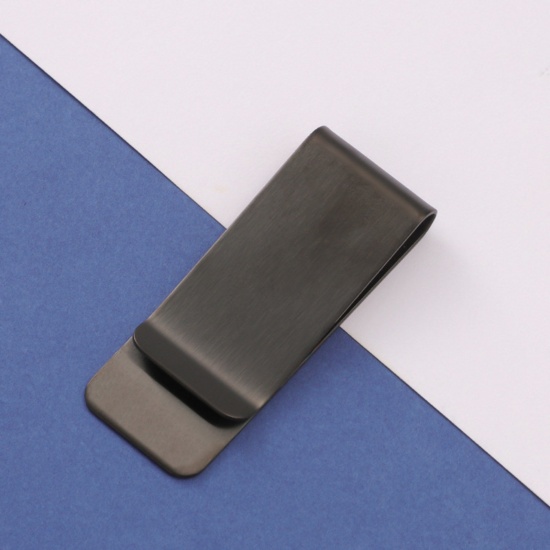 Immagine di 1 Pz 304 Acciaio Inossidabile Etichette di Stampaggio Vuote Cravatta Fermagli Nero Trafila 4.9cm x 0.8cm