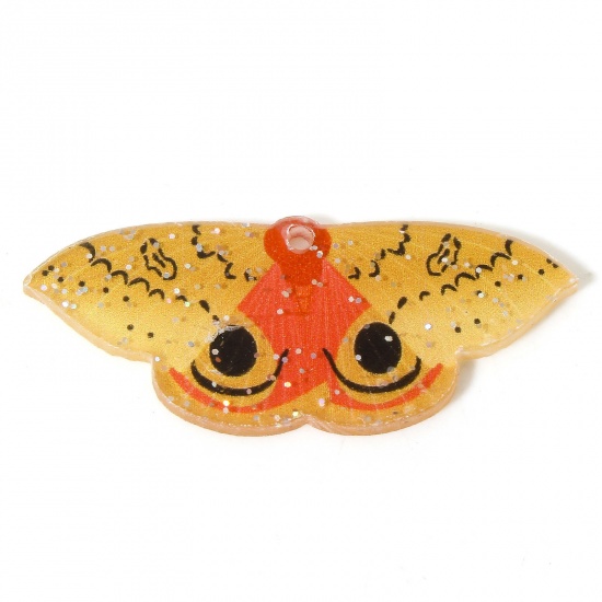 Immagine di 10 Pz Acrilato Gotico Ciondoli Farfalla Arancione Brillio 4.4cm x 1.8cm