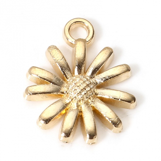 Picture of 50 PCs Zinc Based Alloy Charms KC Gold Plated Daisy Flower 14.5mm x 12mm