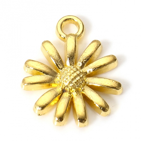 Picture of 50 PCs Zinc Based Alloy Charms Gold Plated Daisy Flower 14.5mm x 12mm