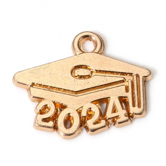 Immagine di 50 Pz Lega di Zinco Istituto Gioielli Charms KC Placcato Oro Addio al celibato PAC Lettere " 2024 " 18mm x 15mm