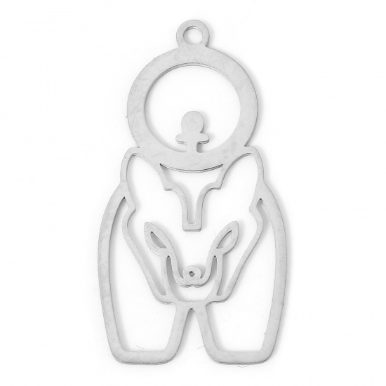 Picture of 2 PCs 304 Stainless Steel Stylish Charms Silver Tone Human Hollow 3.2cm x 1.6cm