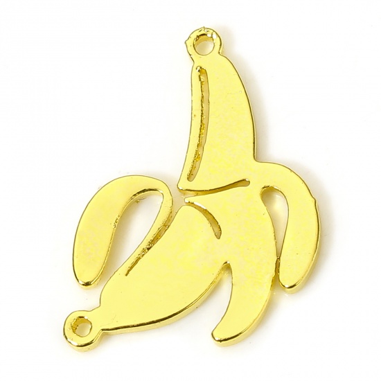 Picture of 2 PCs Vacuum Plating 304 Stainless Steel Stylish Charms Gold Plated Banana Fruit 1.6cm x 1cm