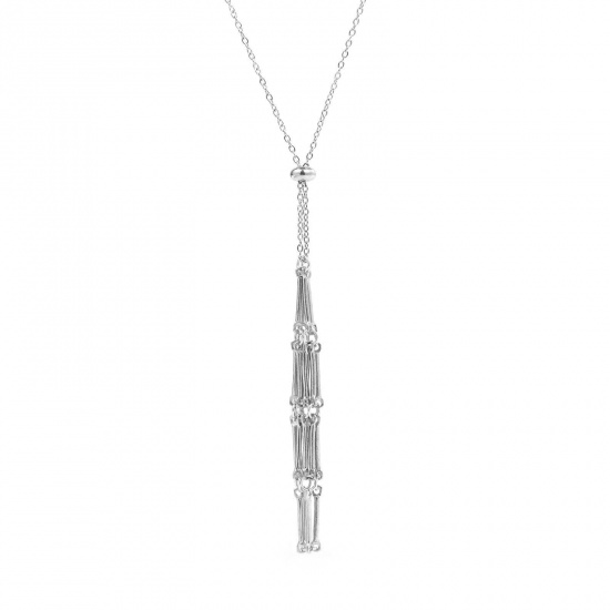 Bild von 1 Strang 304 Edelstahl Gliederkette Kette Leere Steinhalter-Käfig-Halskette Silberfarbe Wischbar 44cm lang, Kettengröße: 1.4mm