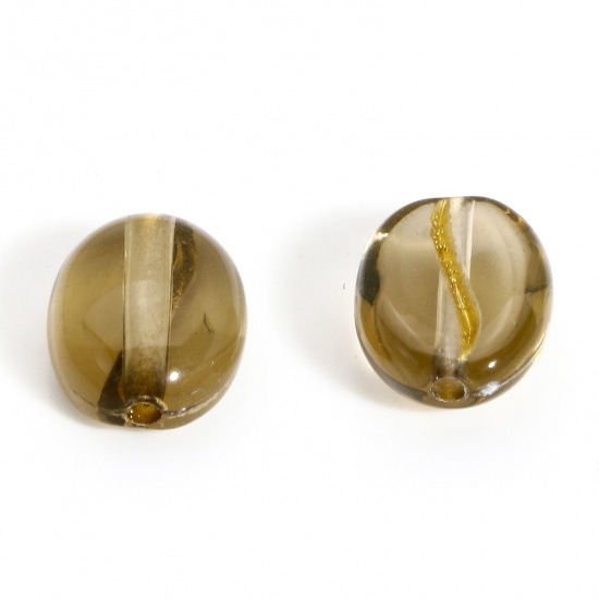 Image de 200 Pcs Perles pour DIY Fabrication de Bijoux de Pendentife en Acrylique Doré Olivacé Clair Grain de Café 10.5mm x 8mm, Trou: env. 1.2mm